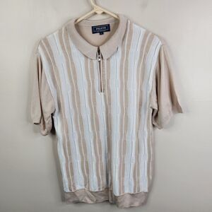 Peletti Vintage 1980s Mens 1/4 Zip SS Rayon Cotton Blend Pullover Shirt Large